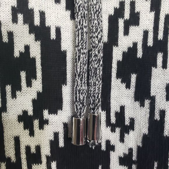 Ruby Rd. Petite Womens Sweater PM Medium Cowl Neck Drawstring Black Geometric - Picture 7 of 9